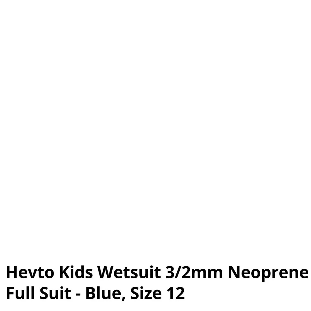 Hevto Wetsuit Kids Size 12 Black Blue New 3/2mm Neoprene Full Body Back Zip